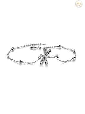 925 Sterling Silver Dragonfly Anklet Women Adjustable Chain Bracelet Gift
